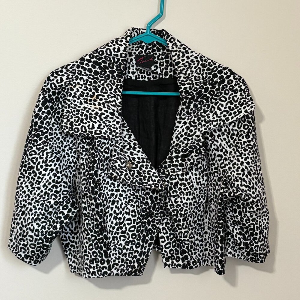 Torrid Cropped Leopard Print Jacket